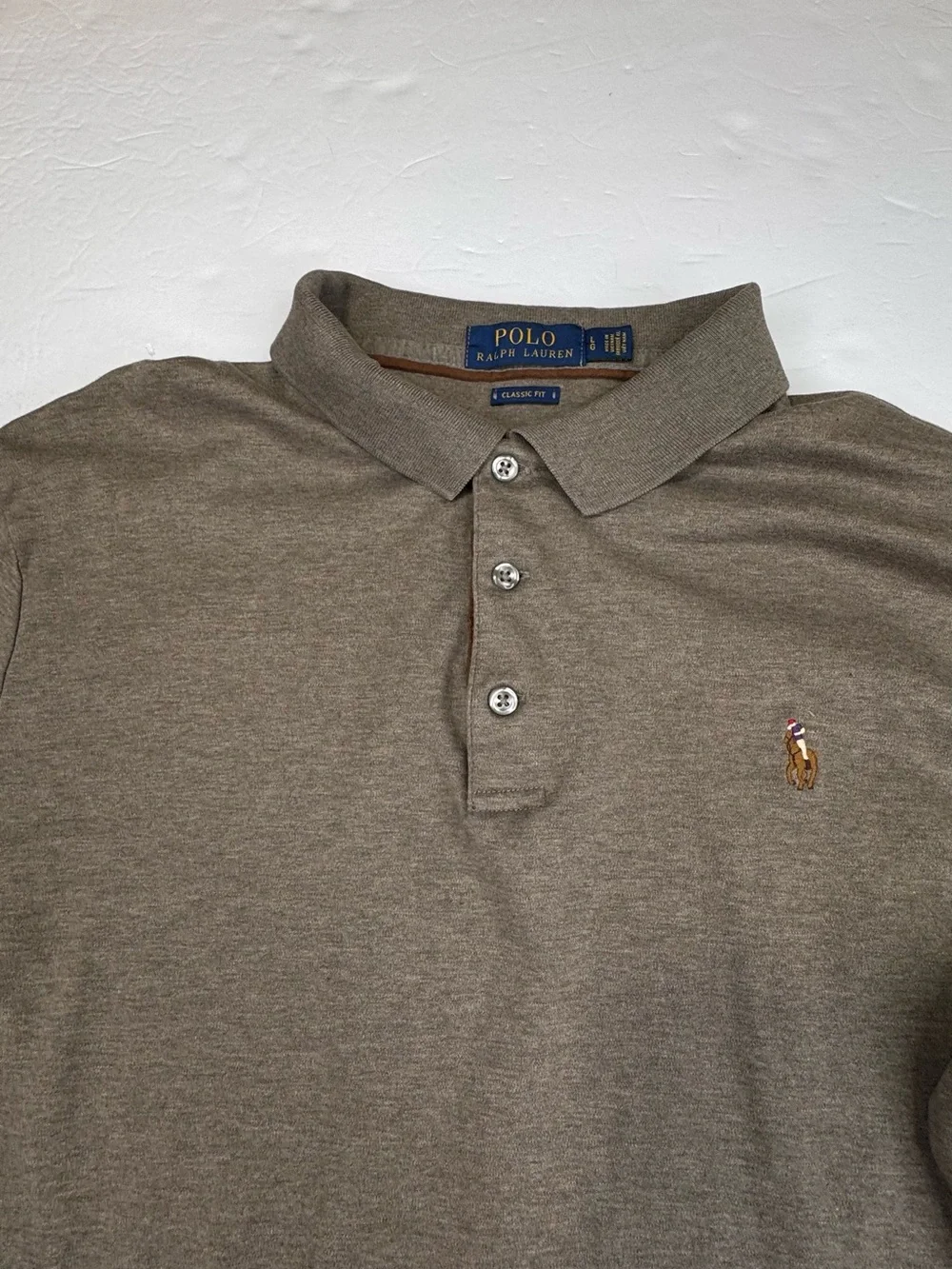 Polo by Ralph Lauren Polo Shirt Men's Large Brown Classic Fit Long Sleeve Preppy